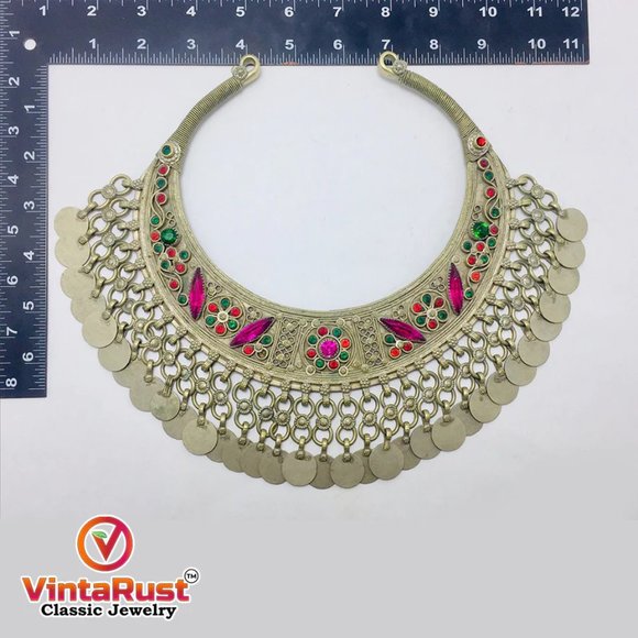 Gypsy Kuchi Handmade Torque Necklace With Tassels - Picture 7 of 8